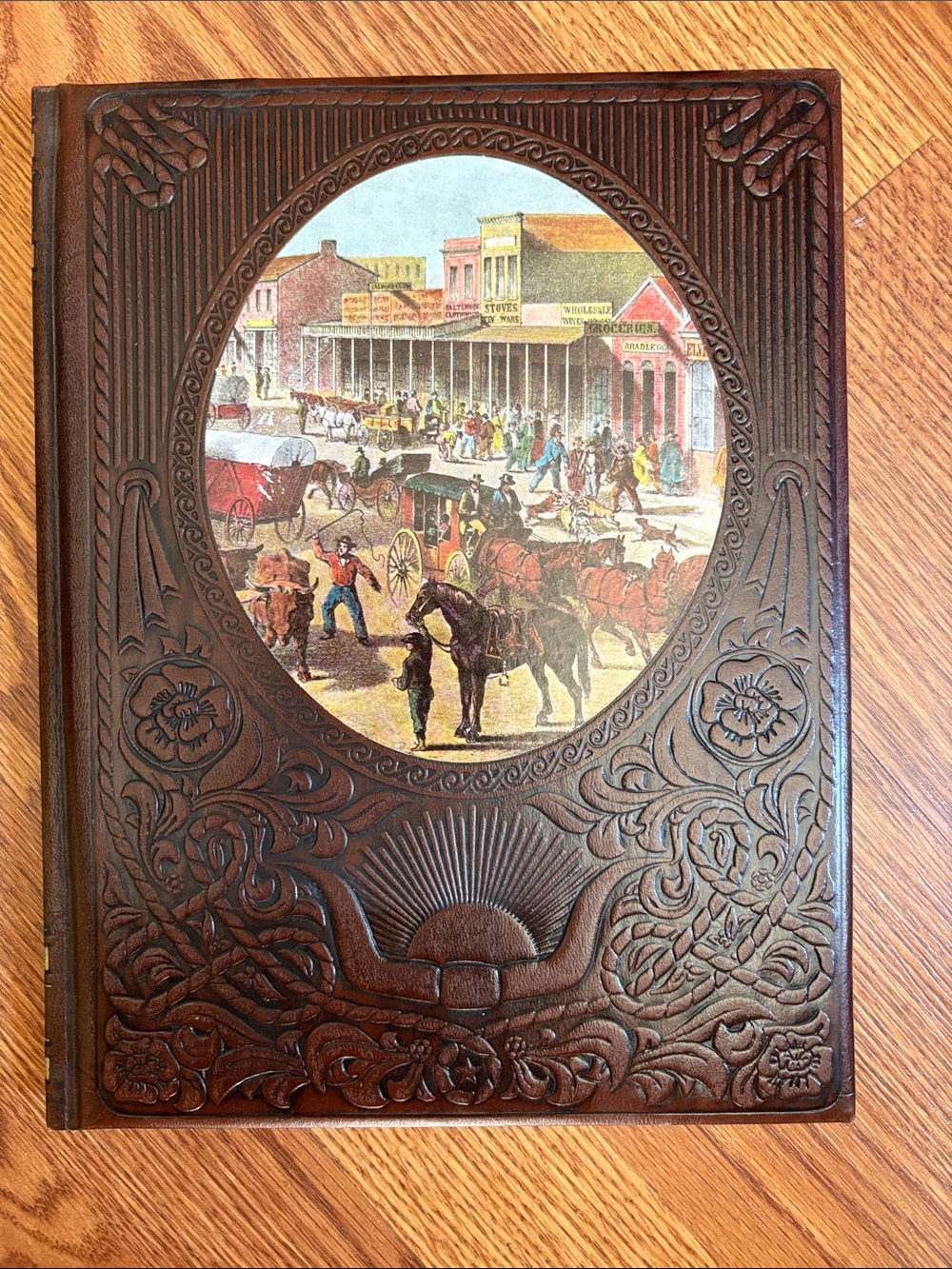 Time Life - The Townsmen Leather Book with Vintage Western Illustration